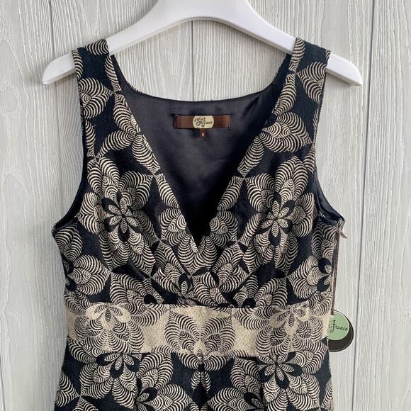 Eva Franco Kora Dress Gold Crush Black Sleeveless 8 NWT - Picture 2 of 7